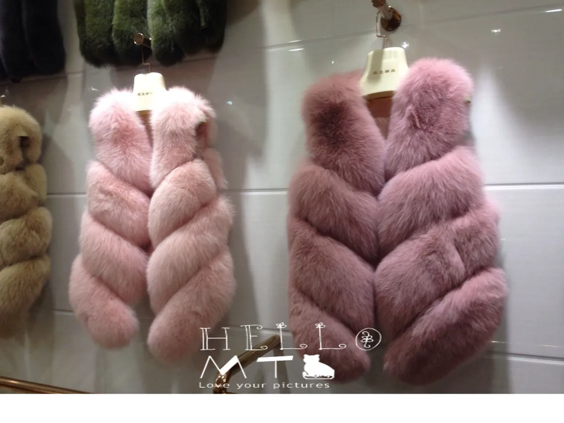 Europe New Fox Fur Vest Solid Leather Coat Imported Short Sleeveless