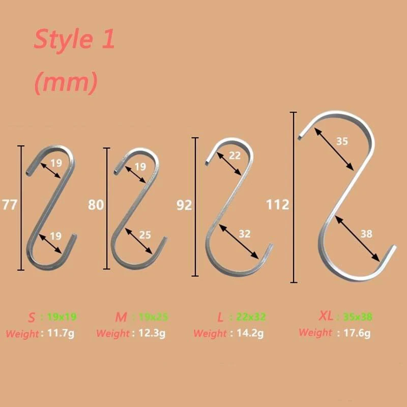 

2 Pcs Stainless Steel S Hooks Hanging Clothes Umbrella Kitchen Sundries Hanger TN99