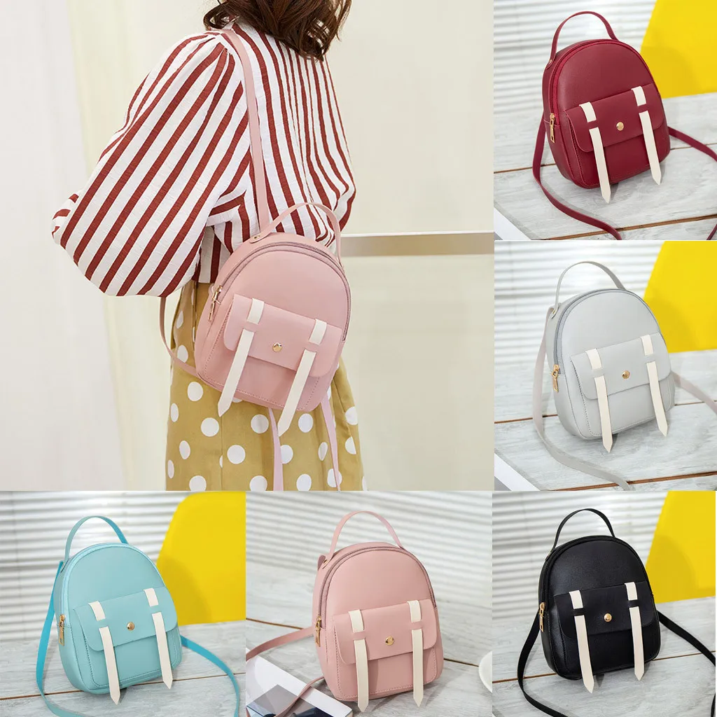 

anti-theft backpack Fashion Women Girl Travel Students Hit Color School Bag Backpack Shoulder Bag Preppy Style Soft Teenage