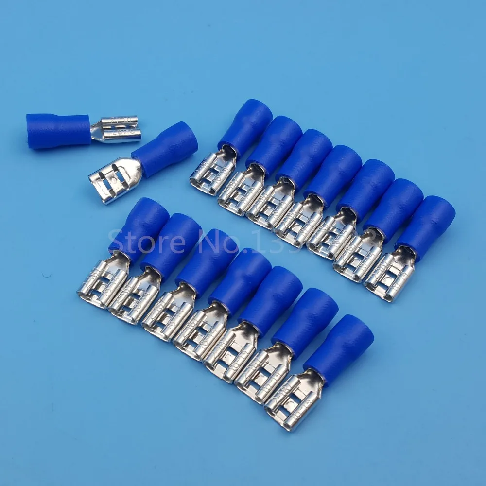 

1000Pcs 4.8mm Blue FDD2-187 14~16 AWG Female Spade Insulated Quick Disconnect Wire Crimp Terminals Connector