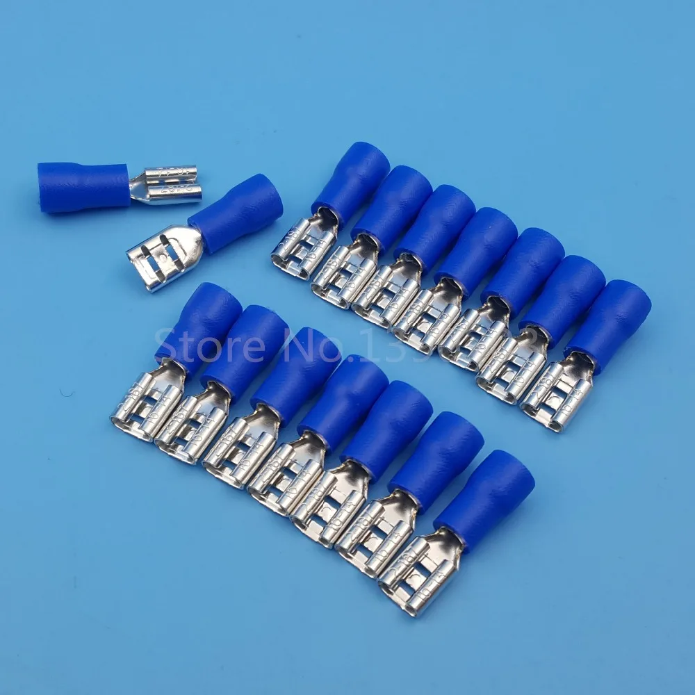 1000Pcs Blue FDD2-250 6.3mm 14-16 AWG Insulated Female Spade Wire Crimp Terminal