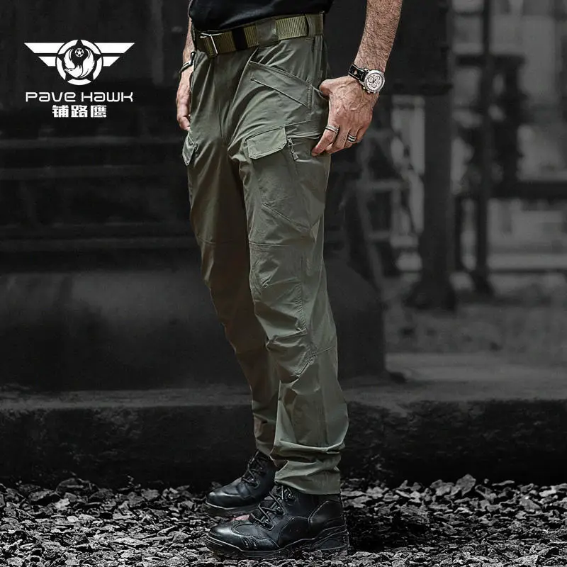 

IX7 Tactical Men Pants Quick Drying Cargo Pants Combat SWAT Army Pockets Stretch Military Trousers F27