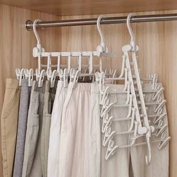 

Multi-layer Pants Hanger Wardrobe Storage Pants 6 in 1 Folding Hangers for Pants