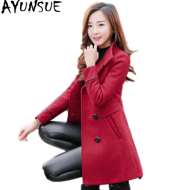 

AYUNSUE Woolen Coat Female Winter Jackets Woman Coat Of Winter Abrigos Mujer Invierno 2019 Especially Female Long Coats KJ212