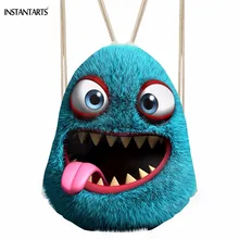 INSTANTARTS забавные 3D смайлик с принтом монстров для девочек Drawstring сумка модные женские туфли рюкзак для хранения кучу карман сумка
