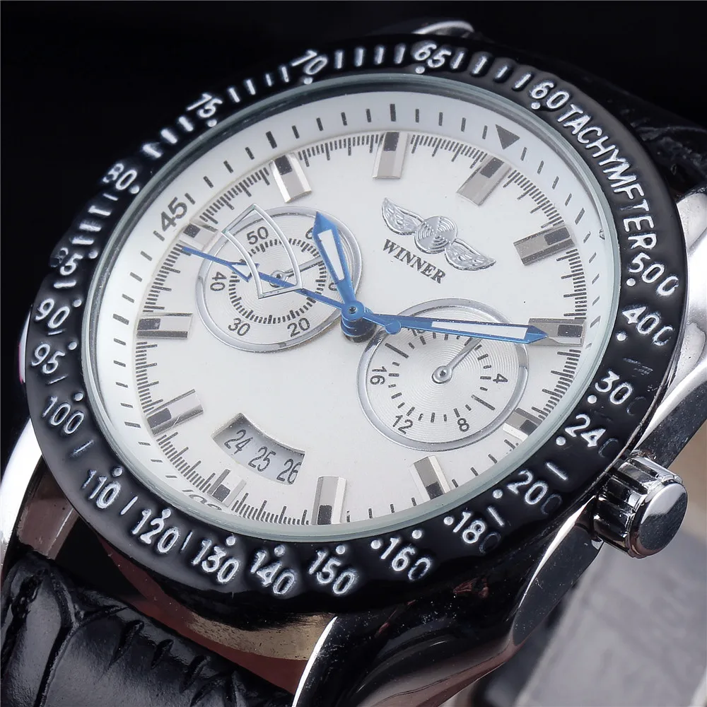 

New Luxury Brand Winner Men's Automatic Self-winding Mechanical Watches Leather Strap Band Male Casual Wristwatch Clocks reloj