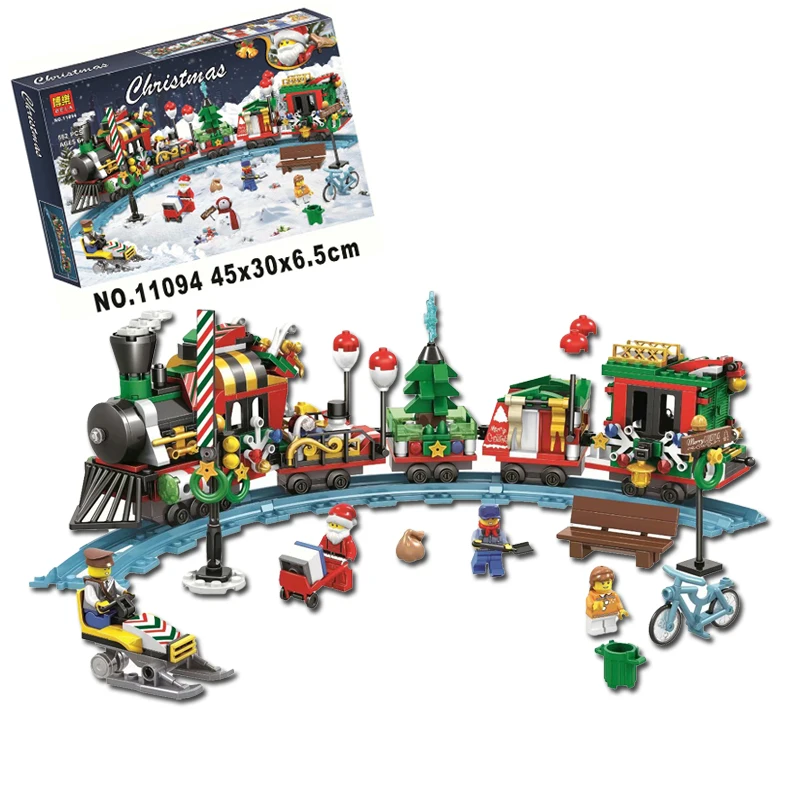 

11094 Christmas Advent Calendar Santa Claus Train Journey Figures Building Blocks Toys Compatible with Legoings Christmas Gift