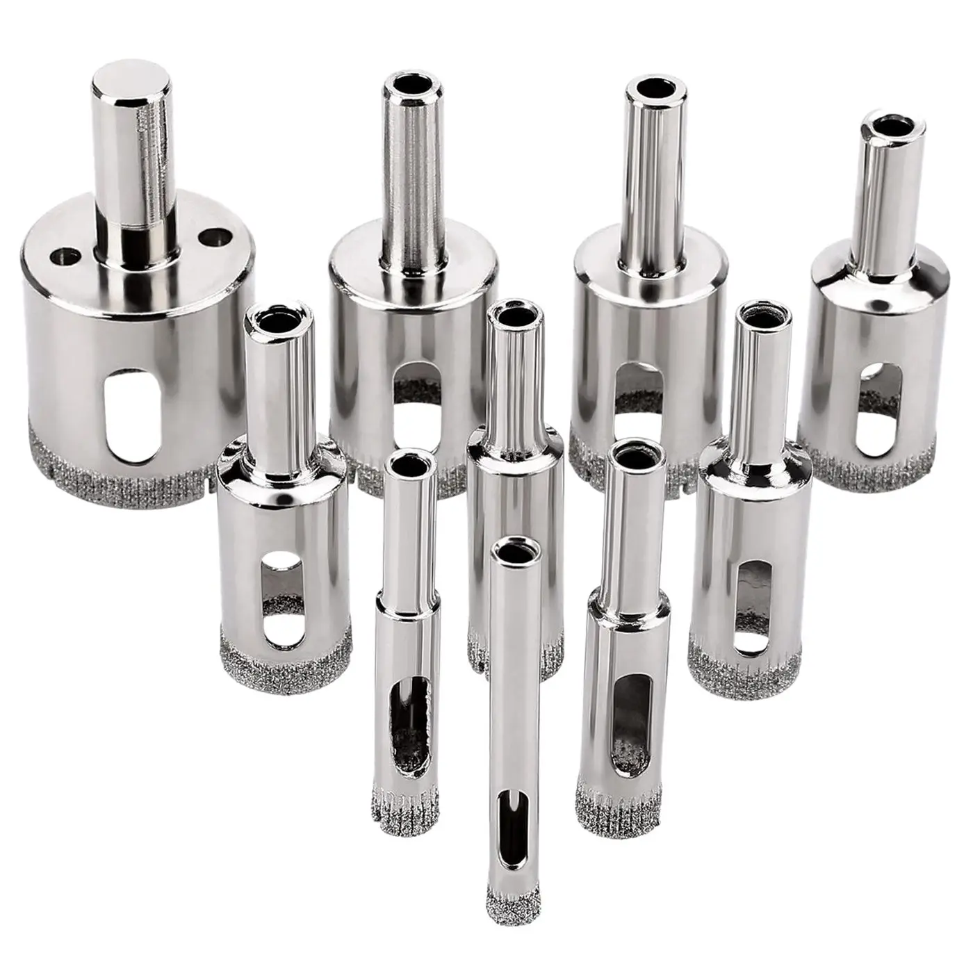 10Pcs Diamond Coated Core Hole Saw Drill Bit Extractor Remover Set