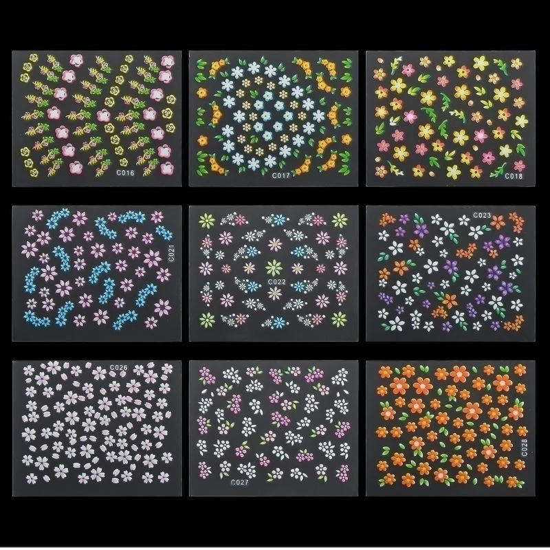 30 Sheets Nail Art 3D Stickers Flowers Design Manicure Tips Decal Decorations (3)