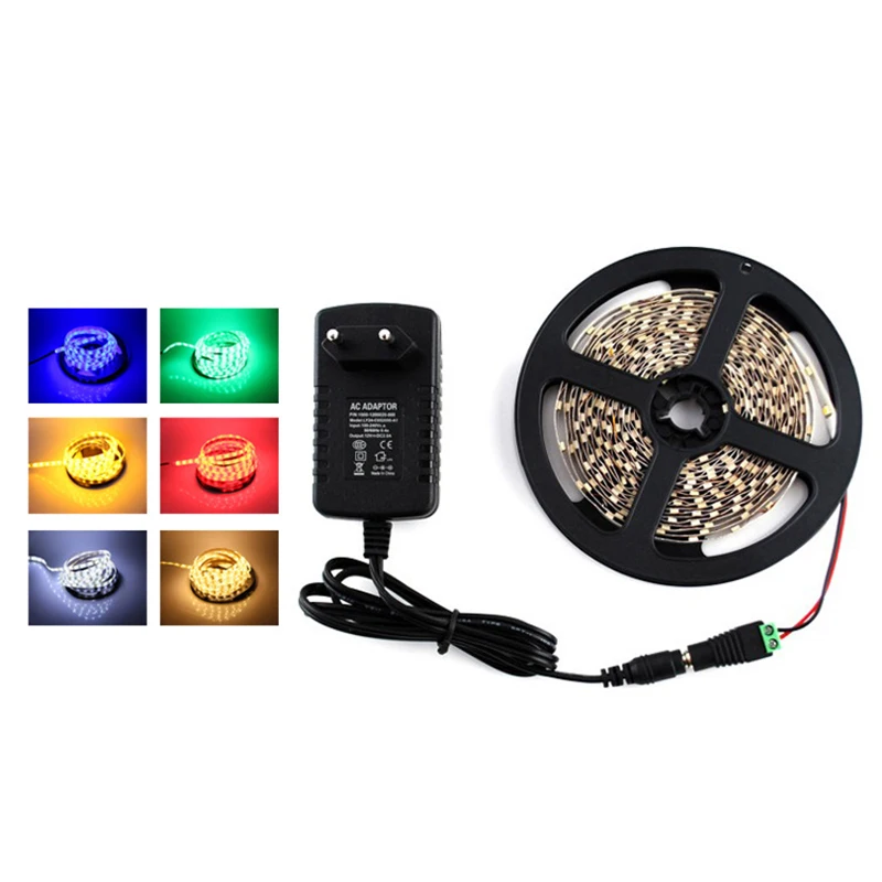 

RGB LED Strip Light 60 LED Single Color 3528 SMD 5M Flexible LED Tape DC12V Stripe Lamp For Christmas Wedding Party Pub Concert