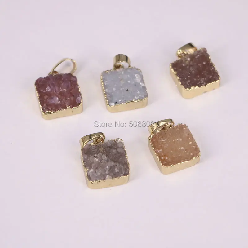 3pcs Nature Quartz stone Pendant Charms, Square Pendant Charmspendant