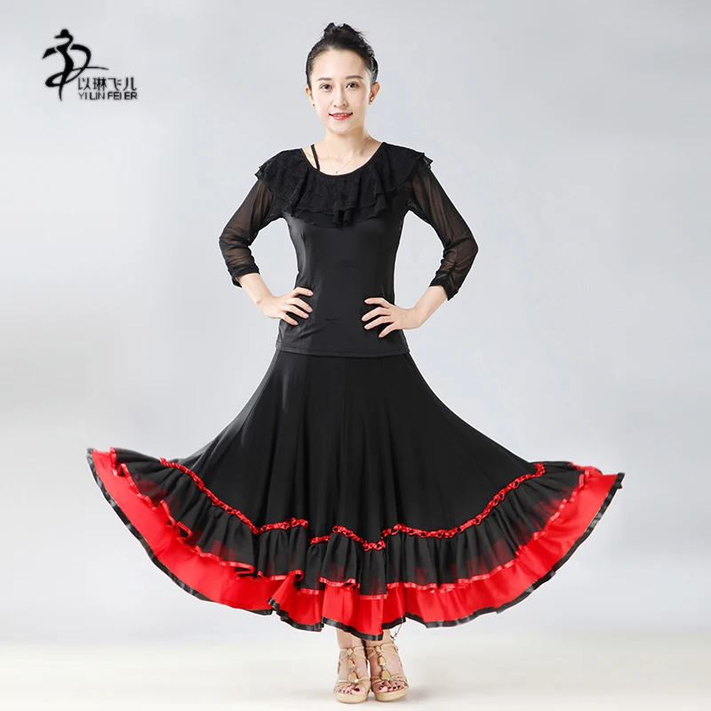 

Flamenco Skirt Ladies Ballroom Waltz Competition Dance Skirt Tango Standard Skirt