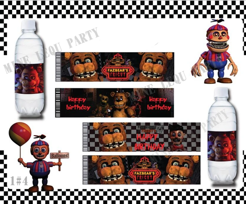 24 шт./лот бутылка для воды Labe Five baby shower Nights at Freddy's детское украшение на день