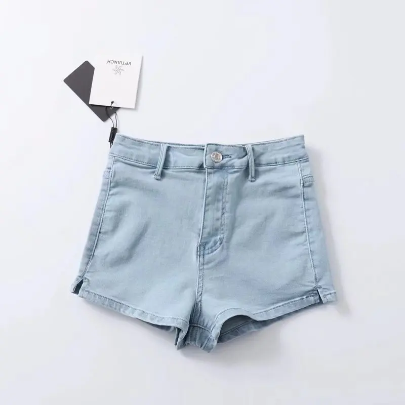 

Cowboy Shorts Women Summer 2019 New Oumeifeng High Waist A Buckle Basic Jeans Women Summer Straight Light Women Jeans