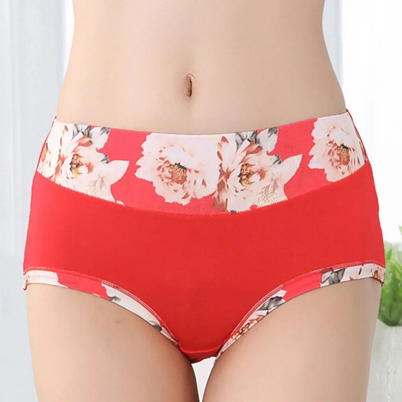 Buy Bamboo Fiber Women Gilrs Panties High Waist Underpant New Sexy Flower