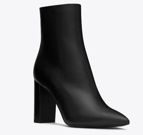 

Spring and autumn black solid pointed toe high heel ankle boots for woman Chunky heel fashion short boots SIZE34-43