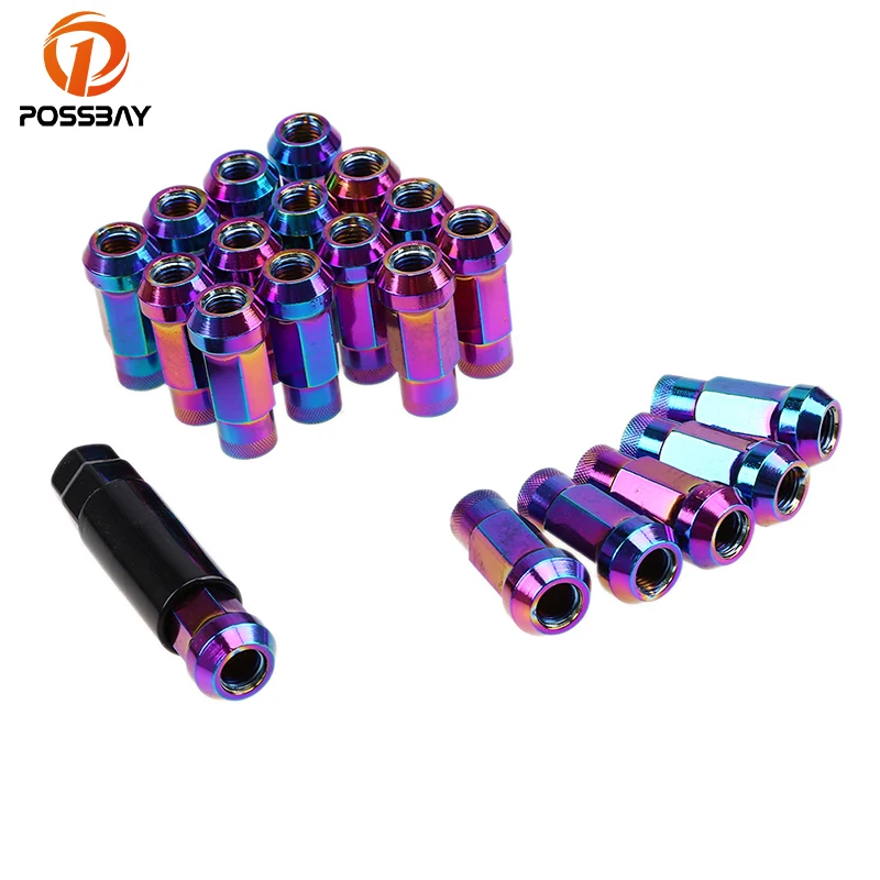 

POSSBAY 20Pcs Colorful Metal Extender Tuner Caps Wheel Rim Lug Nuts 12x1.5/12x1.25 Car Wheel Nuts Universal