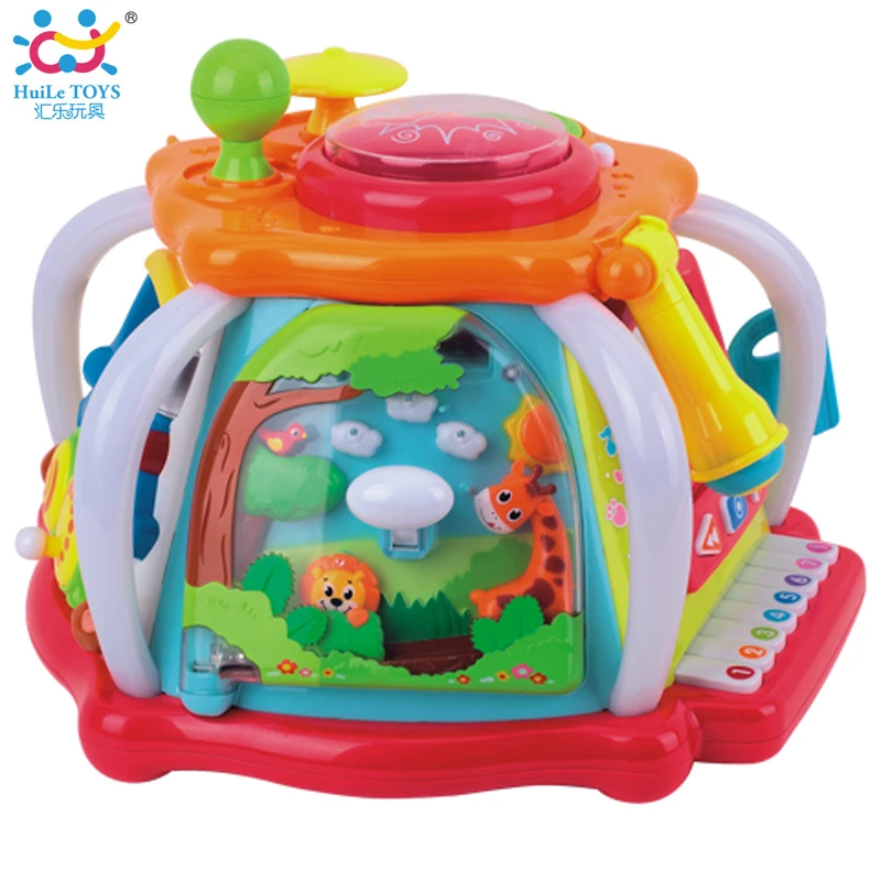 HUILE TOYS Developmental Baby Toys Deluxe Baby Musical Activity Cube Play Center with Lights,Tons of Functions & Skills Toy Gift