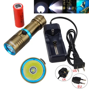 

Diving 10000LM XML T6 LED Scuba Waterproof Flashlight Torch Light with 26650 Battery +Charger