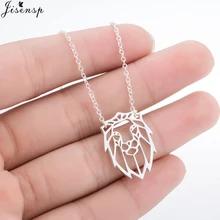 Jisensp de moda de Origami geométrico collar con Animal bonito joyería Simple León colgante de collar de las mujeres y los hombres accesorios de fiesta