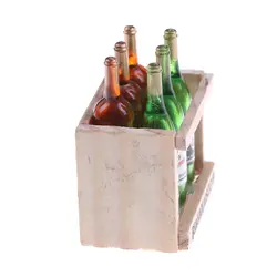 6 шт./компл. 1/12 кукольный домик бутылка вина с деревянной коробкой кухня напиток игрушка кукольный дом Миниатюрный подарок оптом