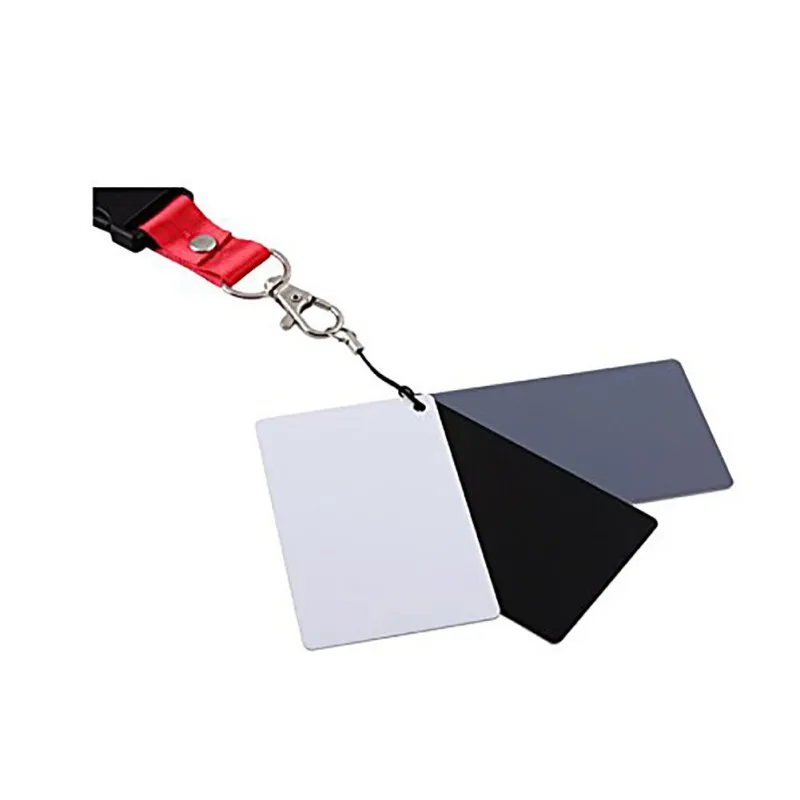 

Black Gray White Balance Cards 18% Exposure Photography Cards Calibration Camera Checker with Neck Strap Portable 3 Colors