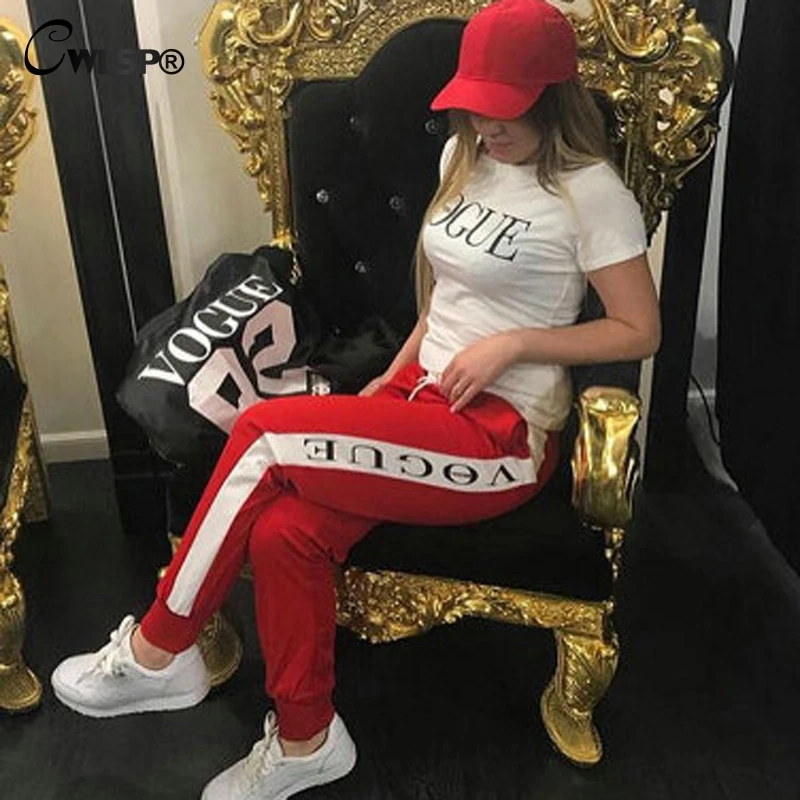 CWLSP 2018 летний спортивный костюм для Женский из двух предметов VOGUE с буквенным