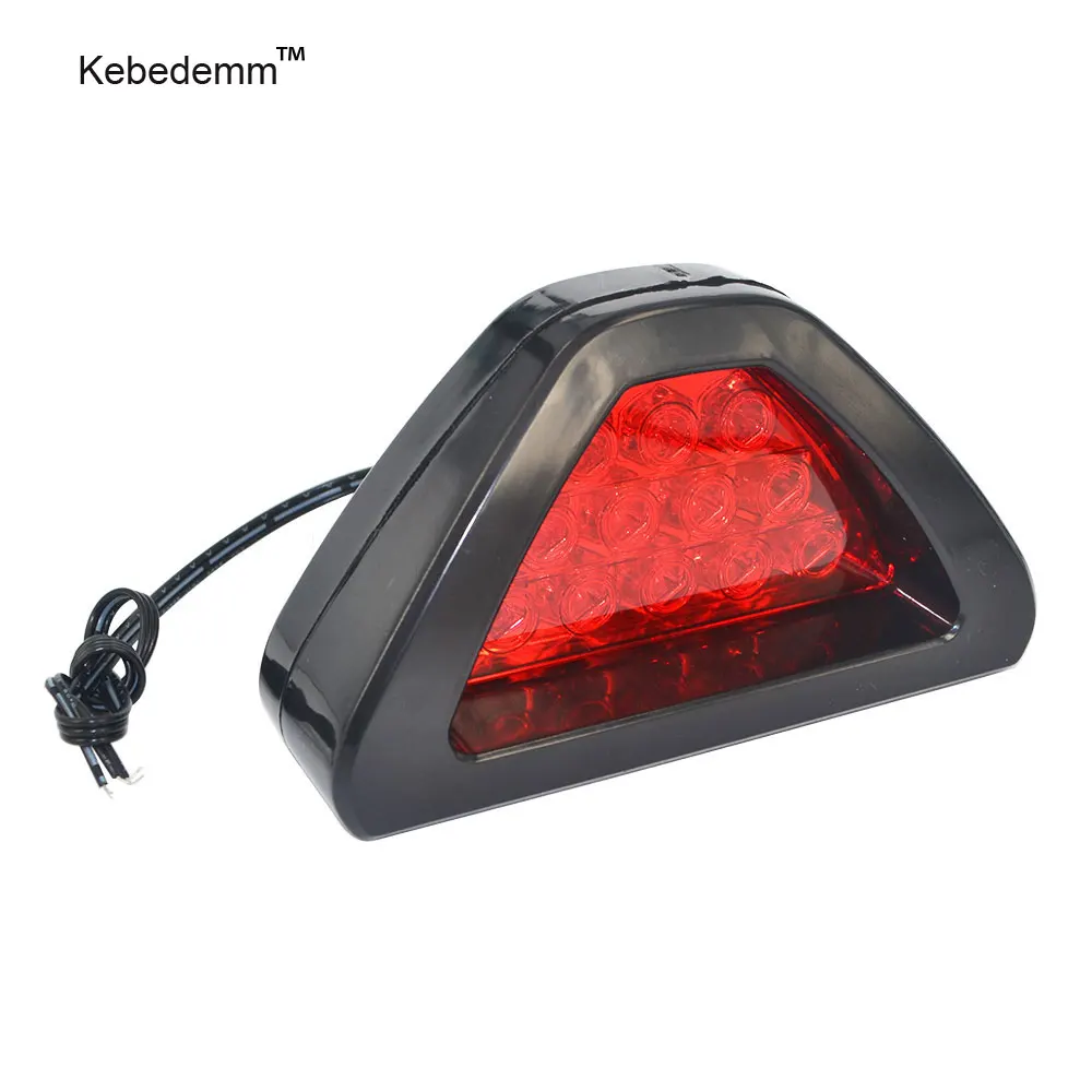 

kebedemm Car Brake Light 12 LED Rear Laser Tail DRL Stop Light Auto Fog Lamp Triangle Red Reverse Safety Parking Strobe Lamp