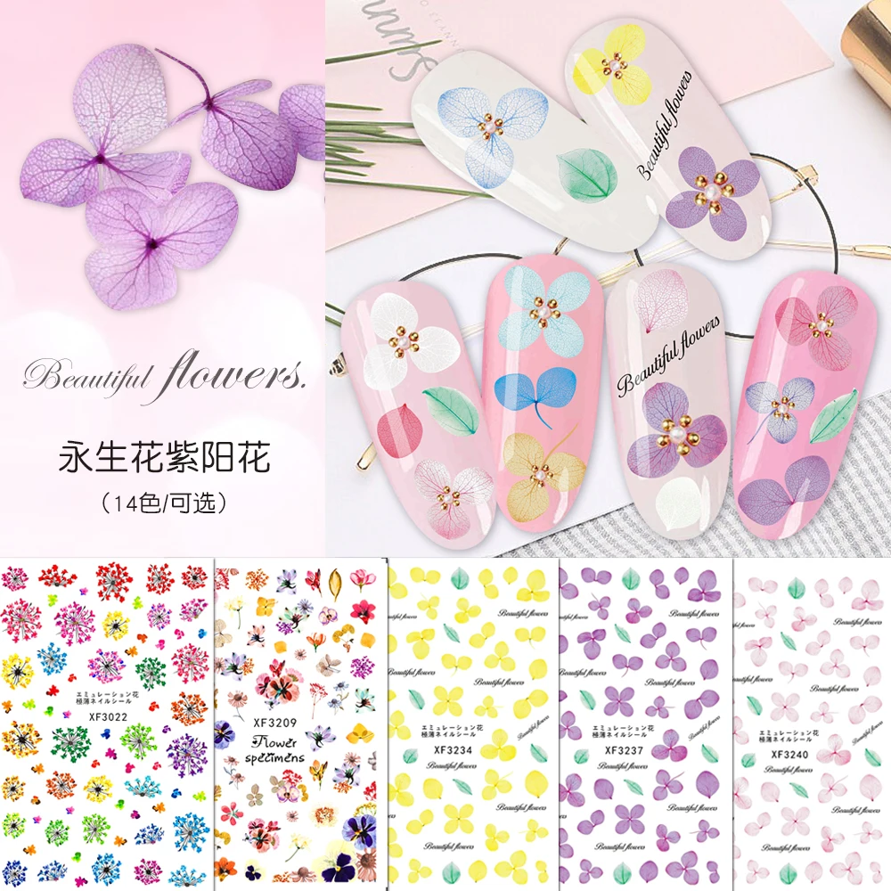 

5pcs/lot Eternal life flowers Nail Art Transfer Foils Colorful Full Wrap Nail Sticker Decal Decoration DIY Manicure Tools
