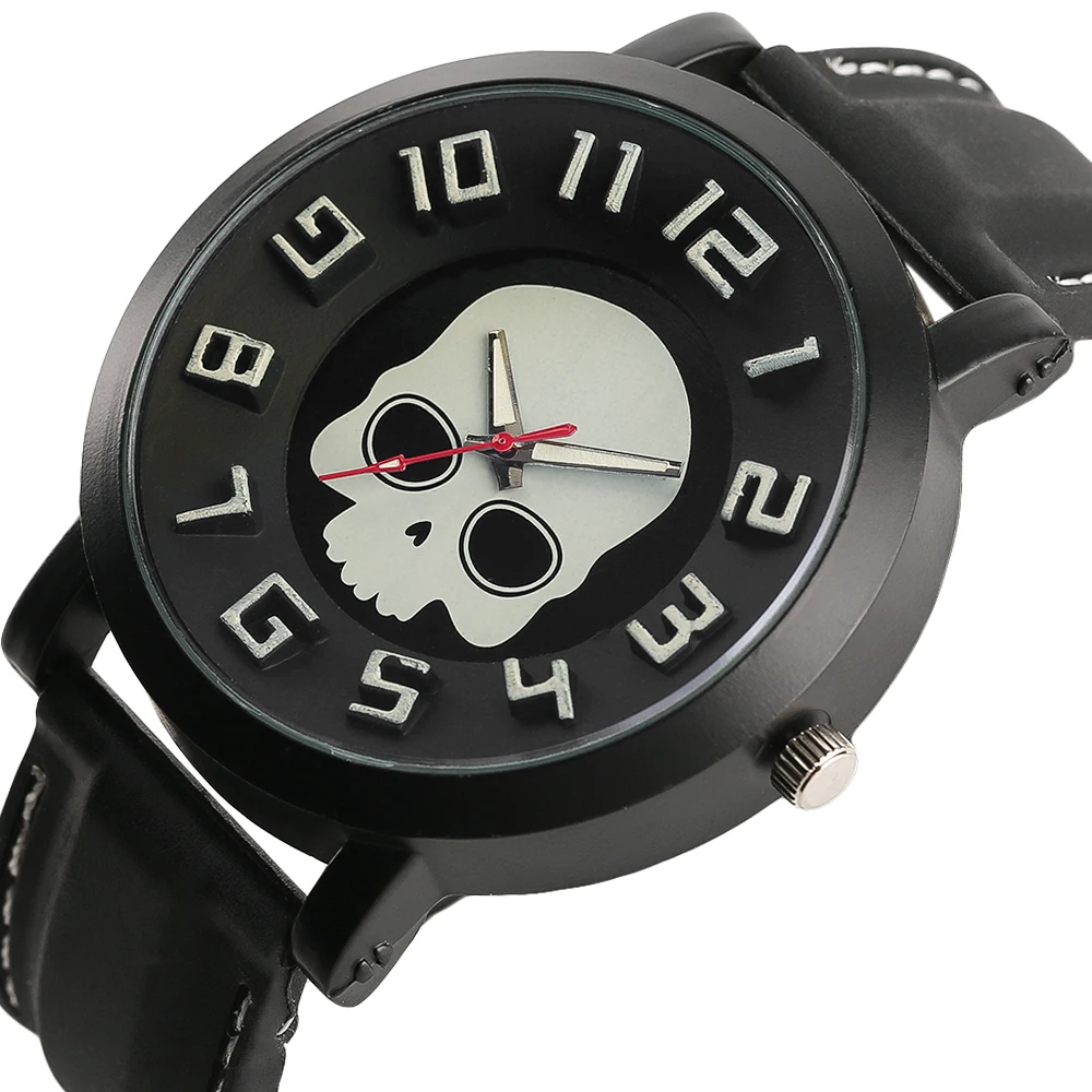 

Creative Men Watches Gothic Skull Bone Dial 3D Display Rubber Sports Steampunk Style Men's Quartz-watch Male Outdoor Monters