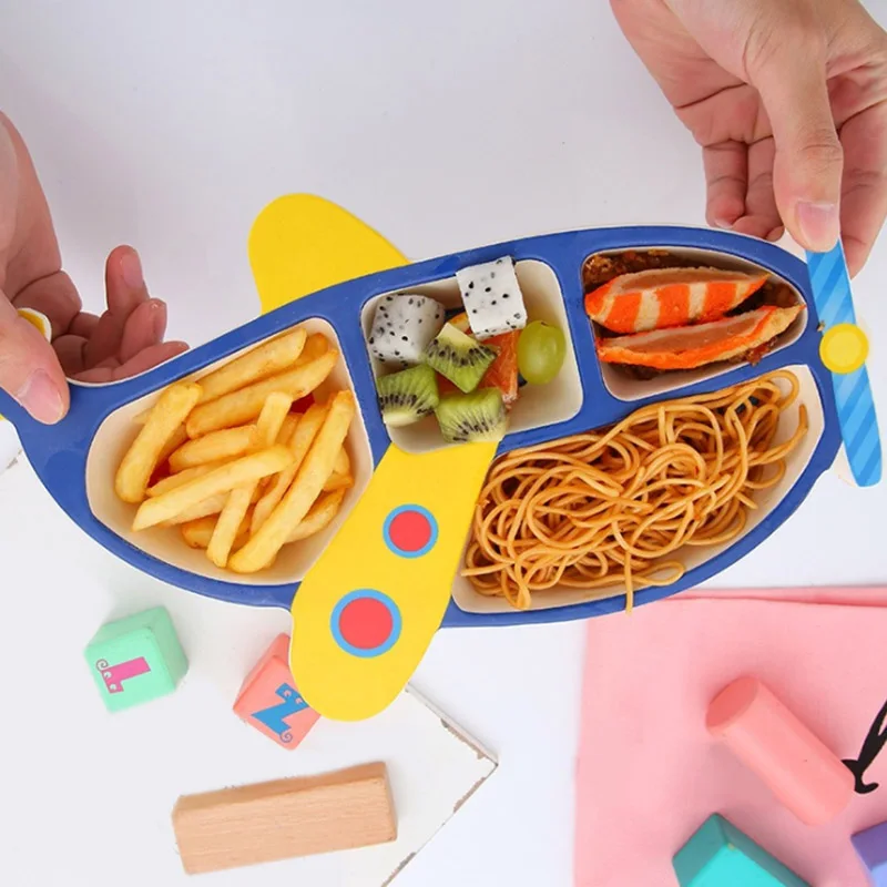 3pcs/Set Bamboo Fiber Children's Plate Aircraft Shape Grid Bowl Eating Fork Spoon Set Baby Feeding Tableware Kids Tableware Set 3pcs/Set Bamboo Fiber Children's Plate Aircraft Shape Grid Bowl Eating Fork Spoon Set Baby Feeding Tableware Kids Tableware Set
