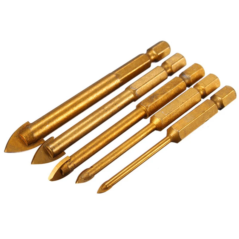 1000pcs High quality Titanium Coated Hex Glass Drill Bits Set 6mm for