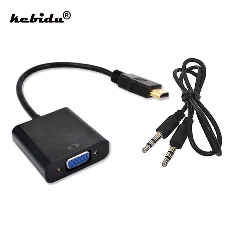 

kebidu HDMI to VGA Converter Male to Female Adapter with Audio Cable for Xbox 360 for PS3 Laptop Desktop Support 1080P HDTV