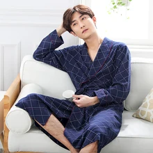 Ночная рубашка, Пижама Мужская, весна и осень, модал, длинный рукав, мужской халат, домашняя одежда