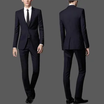 

Newest Side Vent Groom Tuxedos Notch Lapel Men's Suit Charcoal Gray Groomsman/Best Man/Dinner Suits (Jacket+Pants)