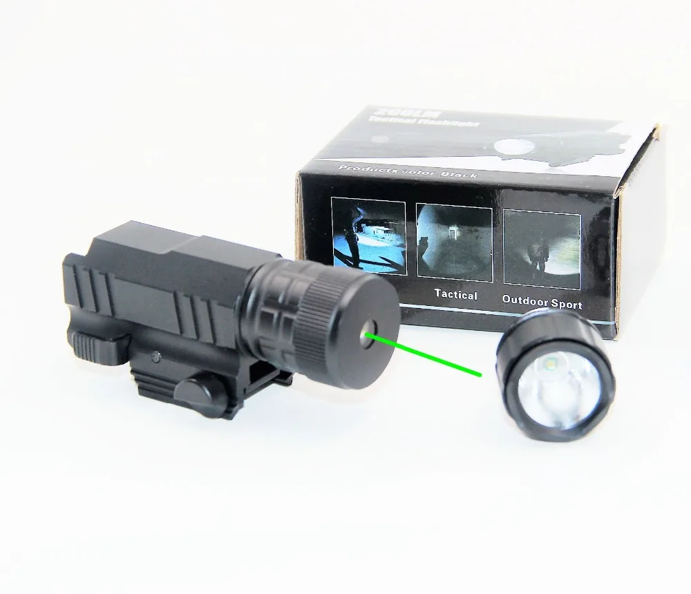 200Lumen Airsoft Pistol Led Light hunting flashlights with Green laser