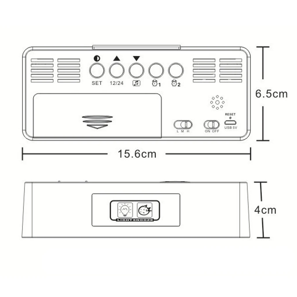 Kids Students Bedside Snooze Alarm Clock Backlight Projector Clock Smart Wake Up Clock Dual Alarming AA Battery