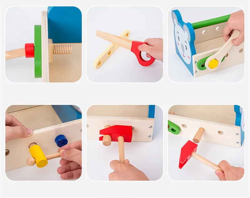 Новое поступление, игрушечный инструмент для моделирования, портативный ящик для инструментов, деревянные игрушки для детей, подарок для мальчика, обучающее животное