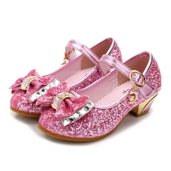 

child casual shoes For girls Sequin Shining Party Princess shoes sandals student Pretty Bow girls Soft bottom kids casual shoes