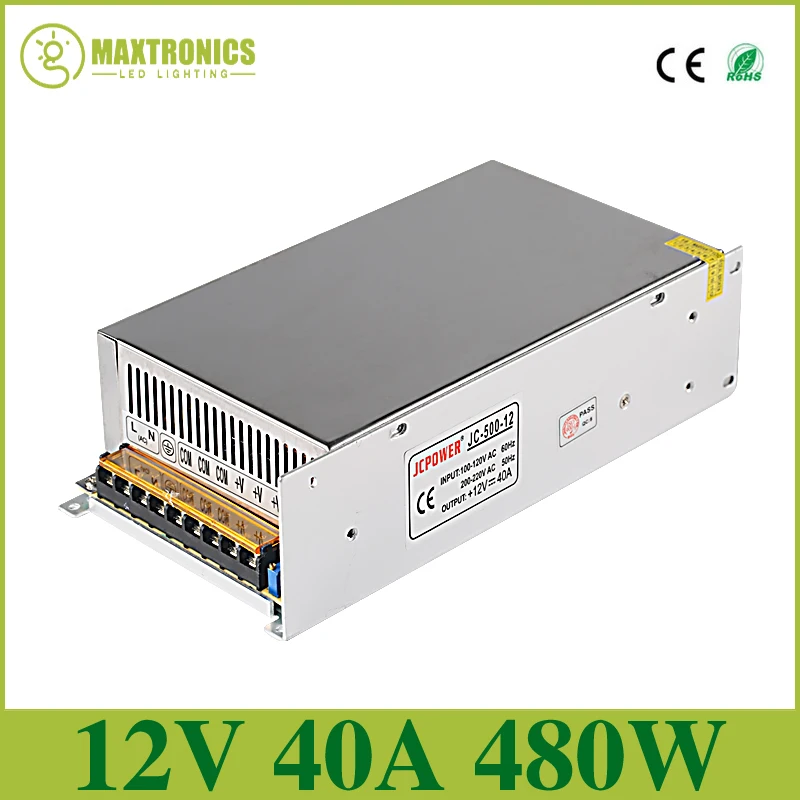 

wholesale 12V 40A 480W DC Universal Regulated Switching Power Supply LED Lighting Transformers for CCTV PSU led strip