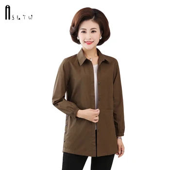 

ASLTW Women Blouse 2018 New Causal Women's Turn Down Collar Solid Long Sleeve Shirt Plus Size Pocket Tops For Women