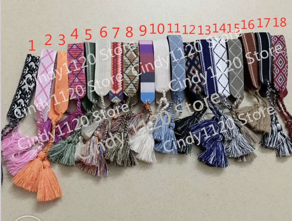 

18 colors new hot cotton letter friendship bracelet weave fabrics tassels bangles famous brand jewelry for girls women gift