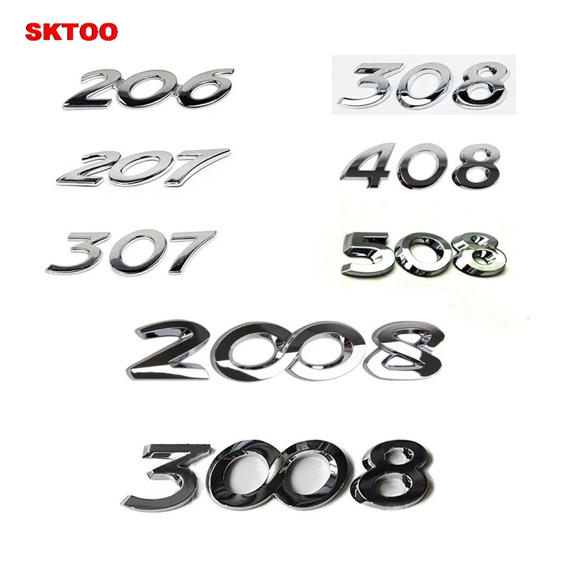

For Peugeot 206/207/307/308/408/508/2008/3008 accessories digital emblem Car tail FREE SHIPPING
