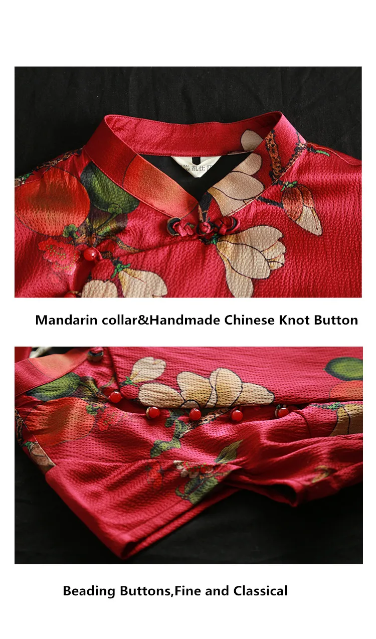 LZJN High Quality Summer 100% Real Silk Print Dress Split Qipao Chinese Style Long Cheongsam Slim Classic Women's Dress Custom (15)