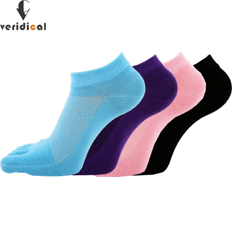 

VERIDICAL 5 pairs/lot cotton toe socks women solid five fingers socks summer mesh breathable calcetines harajuku ankle socks