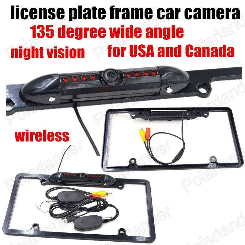 

Car wireless License Plate Frame Rear View reverse Camera 8 LED Waterproof for US and Canada 135 degree wide angle