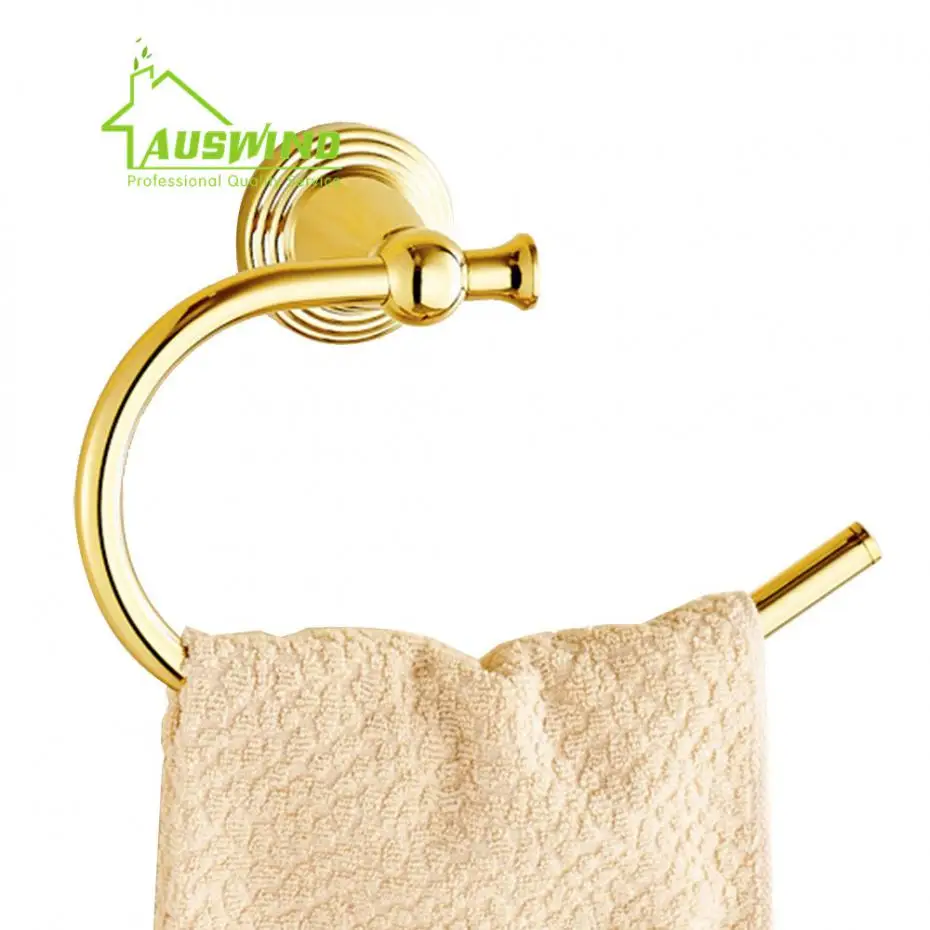 Antique Polished Finish Gold Towel Ring Luxury Brass Towel Rack Chrome