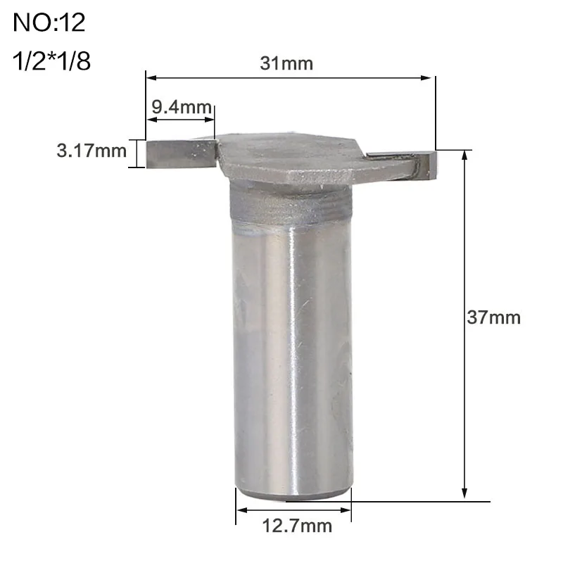 1 шт. 1/4and1/2 хвостовик T тип долбежный резак фрезы для деревообработки Т-образные фрезы Деревообрабатывающие инструменты - Длина режущей кромки: NO12