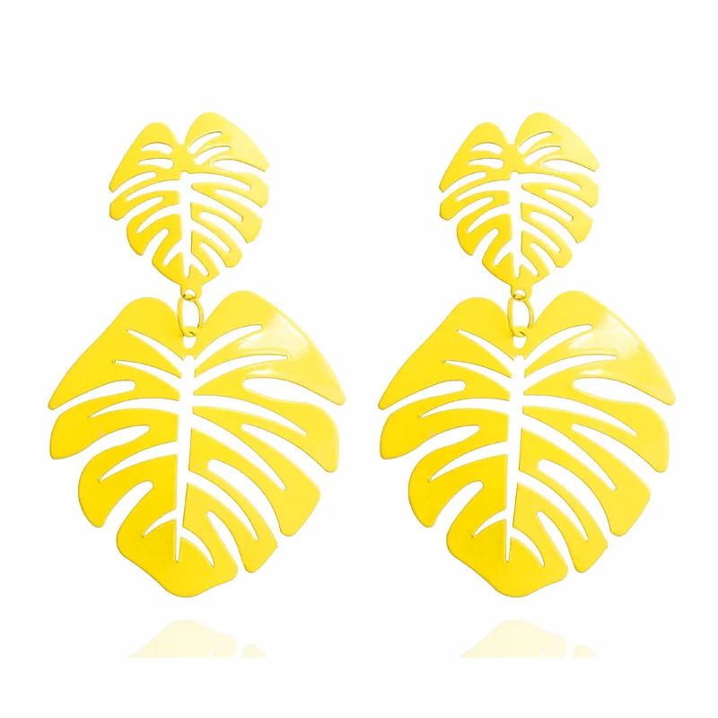 Популярные золотые и серебряные листья серьги для женщин Металлические Висячие серьги полые дизайнерские женские модные ювелирные изделия - Окраска металла: yellow