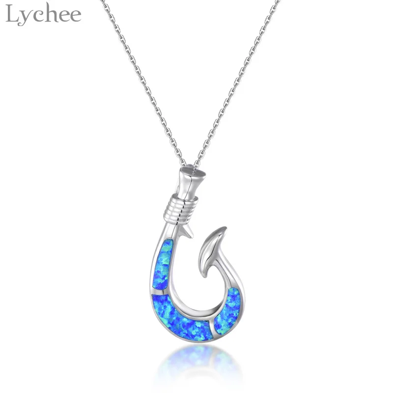 Lychee, модный Опаловый рыболовный крючок, 925 пробы, Серебряный кулон, ожерелье, элегантные женские ожерелья, хорошее ювелирное изделие для женщин